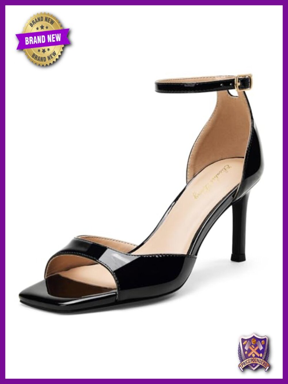 3 Inch Stiletto Kitten Heeled Sandals Square Open Toe Ankle Strap Heels for